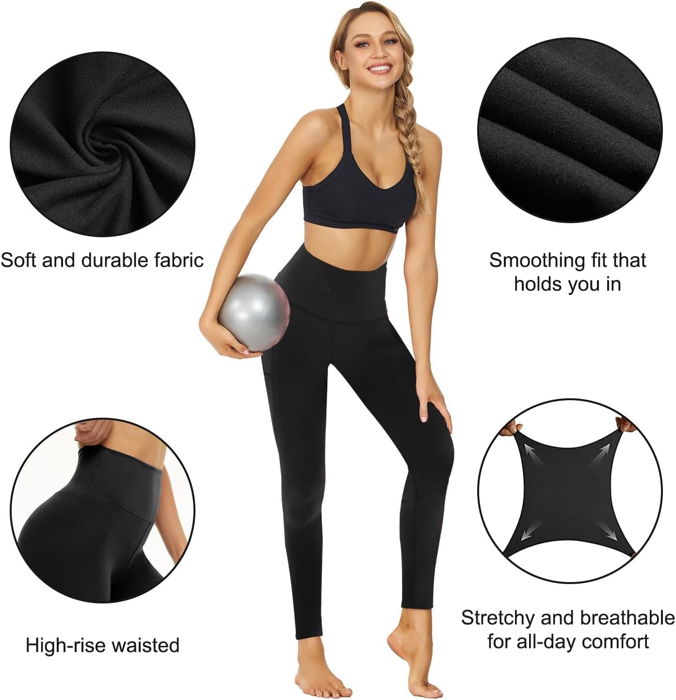 7 Pack High Waisted Leggings for Women - Buttery Soft Workout Running Yoga Pants